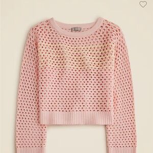 J. Crew Light Pink Embellished Pointelle Open-Knit Sweater